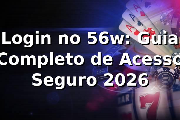 Login no 56w: Guia Completo de Acesso Seguro 2026 🔐